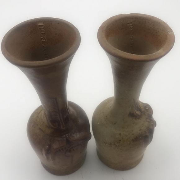VTG Michael Schyler Flat Earth Set of 2 Art Pottery Goblets - Picture 8 of 13